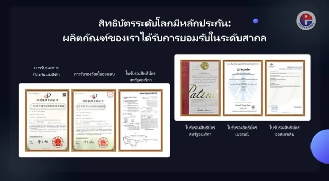 หนังสือสิทธิบัตรของผลิตภัณฑ์ (Patents)